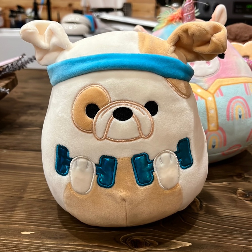Workout bulldog. Brock Squishmallow. Excellent condition. No tag